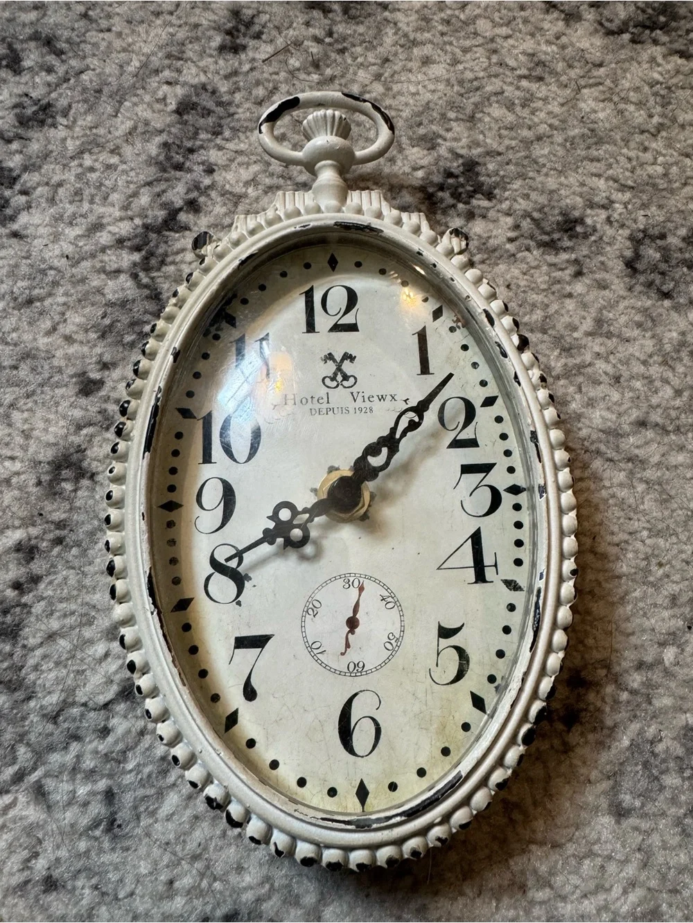 Vintage Oval Wall Clock - White